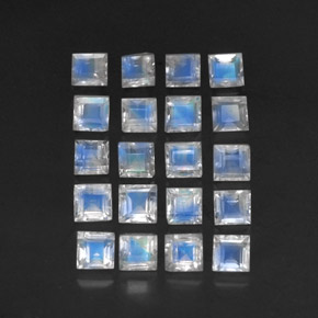 3.88캐럿 천연 화이트 블루 레인보우 문스톤 보석, 투명한, 3.2×3.1 mm, 투명/반투명