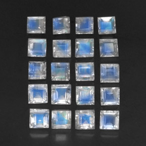 3.88캐럿 천연 화이트 블루 레인보우 문스톤 보석, 투명한, 3.2×3.1 mm, 투명/반투명
