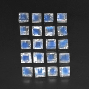 3.74캐럿 천연 블루 화이트 레인보우 문스톤 보석, 투명한, 3.2×3.2 mm, 투명/반투명
