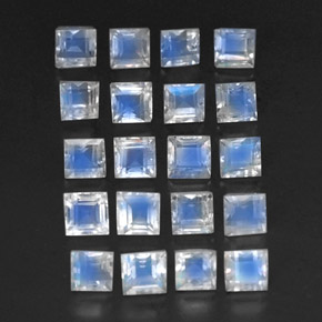 3.74캐럿 천연 블루 화이트 레인보우 문스톤 보석, 투명한, 3.2×3.2 mm, 투명/반투명