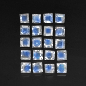 캐럿 천연 블루 화이트 레인보우 문스톤 보석, 투명한, 3.2×3.2 mm, 투명/반투명