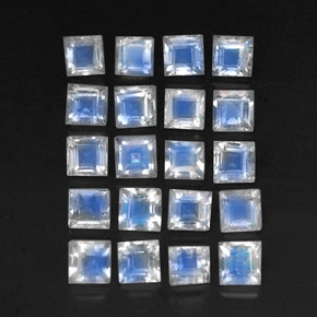 캐럿 천연 블루 화이트 레인보우 문스톤 보석, 투명한, 3.2×3.2 mm, 투명/반투명