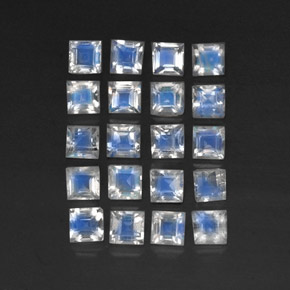 3.55캐럿 천연 푸르스름한 화이트 레인보우 문스톤 보석, 투명한, 3.2×3.2 mm, 투명/반투명
