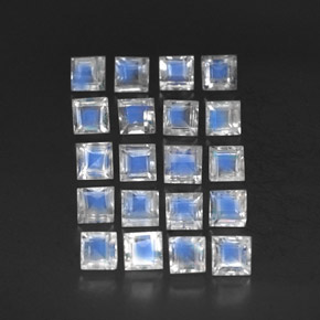 캐럿 천연 블루 화이트 레인보우 문스톤 보석, 투명한, 3.2×3.1 mm, 투명/반투명