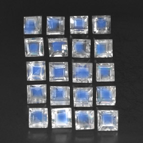 캐럿 천연 블루 화이트 레인보우 문스톤 보석, 투명한, 3.2×3.1 mm, 투명/반투명