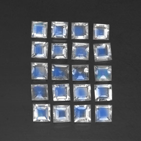 캐럿 천연 블루 화이트 레인보우 문스톤 보석, 투명한, 3.2×3.1 mm, 투명/반투명