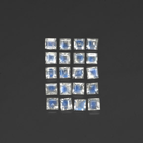 캐럿 천연 블루 화이트 레인보우 문스톤 보석, 스퀘어, 3×3 mm, 투명한
