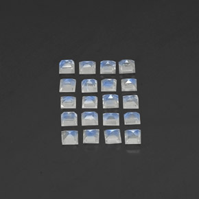 캐럿 천연 블루 화이트 레인보우 문스톤 보석, 스퀘어, 3×3 mm, 투명한
