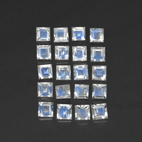 캐럿 천연 블루 화이트 레인보우 문스톤 보석, 스퀘어, 3×3 mm, 투명한