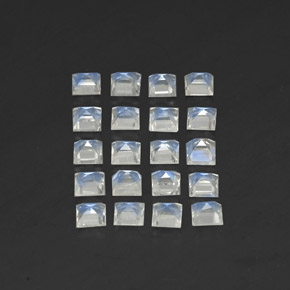 캐럿 천연 블루 화이트 레인보우 문스톤 보석, 스퀘어, 3×3 mm, 투명한