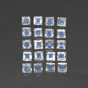 캐럿 천연 블루 화이트 레인보우 문스톤 보석, 스퀘어, 3.2×3.2 mm, 투명한