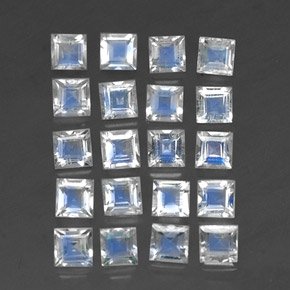 캐럿 천연 블루 화이트 레인보우 문스톤 보석, 스퀘어, 3.2×3.2 mm, 투명한