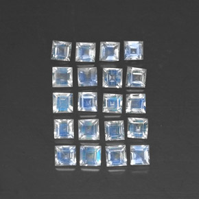 캐럿 천연 블루 화이트 레인보우 문스톤 보석, 스퀘어, 3.1×3 mm, 투명한