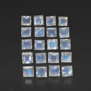 캐럿 천연 블루 화이트 레인보우 문스톤 보석, 스퀘어, 3.1×3.1 mm, 투명한