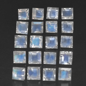 캐럿 천연 블루 화이트 레인보우 문스톤 보석, 스퀘어, 3.1×3.1 mm, 투명한