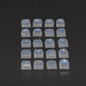 캐럿 천연 블루 화이트 레인보우 문스톤 보석, 스퀘어, 3.1×3.1 mm, 투명한