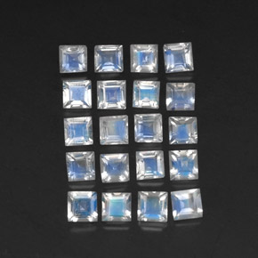 캐럿 천연 블루 화이트 레인보우 문스톤 보석, 스퀘어, 3×3 mm, 투명한