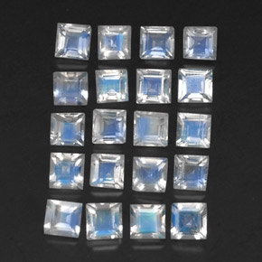 캐럿 천연 블루 화이트 레인보우 문스톤 보석, 스퀘어, 3×3 mm, 투명한