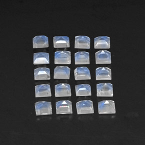 캐럿 천연 블루 화이트 레인보우 문스톤 보석, 스퀘어, 3×3 mm, 투명한