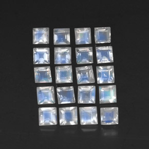 3.36캐럿 천연 푸르스름한 화이트 레인보우 문스톤 보석, 스퀘어, 3.2×3.1 mm, 투명한