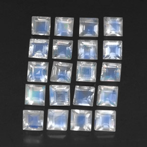 3.36캐럿 천연 푸르스름한 화이트 레인보우 문스톤 보석, 스퀘어, 3.2×3.1 mm, 투명한