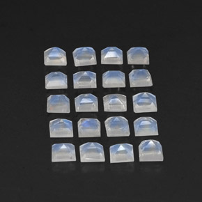 3.36캐럿 천연 푸르스름한 화이트 레인보우 문스톤 보석, 스퀘어, 3.2×3.1 mm, 투명한