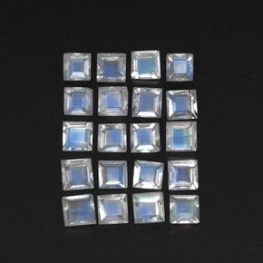 2.51캐럿 천연 푸르스름한 화이트 레인보우 문스톤 보석, 스퀘어, 3×3 mm, 투명한