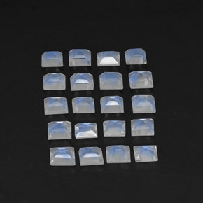 2.51캐럿 천연 푸르스름한 화이트 레인보우 문스톤 보석, 스퀘어, 3×3 mm, 투명한