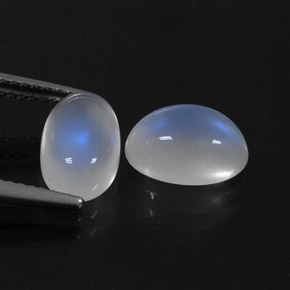 캐럿 천연 블루 화이트 레인보우 문스톤 보석, 타원형 컷, 9.8×6.6 mm, 투명한