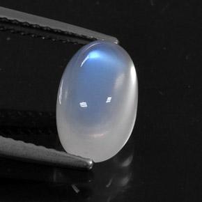 2.75캐럿 천연 블루 화이트 레인보우 문스톤, 타원형 컷, 10.1×6.3 mm, 투명한