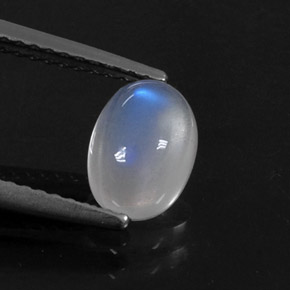 1.41캐럿 천연 블루 화이트 레인보우 문스톤, 타원형 컷, 8×5.9 mm, 투명한