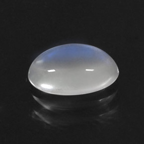 1.09캐럿 천연 블루 화이트 레인보우 문스톤, 타원형 컷, 8.4×5.2 mm, 투명한