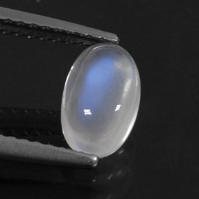 1.09캐럿 천연 블루 화이트 레인보우 문스톤, 타원형 컷, 8.4×5.2 mm, 투명한