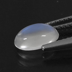 1.09캐럿 천연 블루 화이트 레인보우 문스톤, 타원형 컷, 8.4×5.2 mm, 투명한