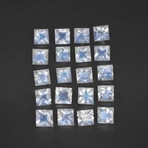 2.34캐럿 천연 푸르스름한 화이트 레인보우 문스톤 보석, 스퀘어, 2.9×2.9 mm, 투명한