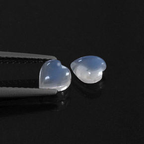 캐럿 천연 블루 화이트 레인보우 문스톤 보석, 하트 모양, 5×5 mm, 투명한