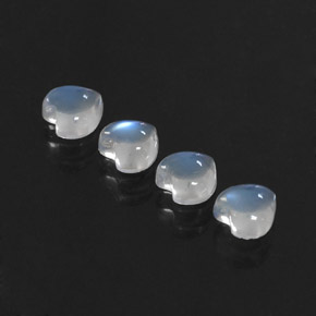 캐럿 천연 블루 화이트 레인보우 문스톤 보석, 하트 모양, 5×4.9 mm, 투명한
