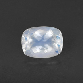 1.07캐럿 천연 블루 화이트 레인보우 문스톤, 쿠션 컷, 7.6×5.8 mm, 투명한