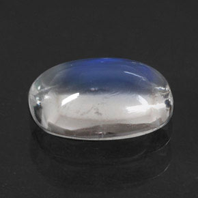 0.90캐럿 천연 블루 화이트 레인보우 문스톤, 쿠션 컷, 7.5×5.9 mm, 투명한
