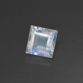 0.77캐럿 천연 블루 화이트 레인보우 문스톤, 스퀘어, 5.3×5.1 mm, 투명한