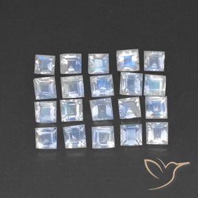 2.28캐럿 천연 푸르스름한 흰색 레인보우 문스톤 보석, 정사각형, 투명한
