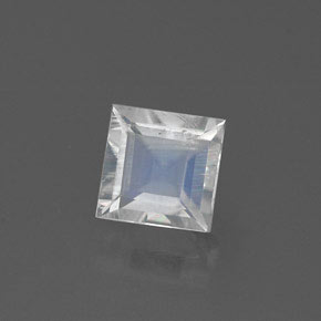 0.47캐럿 천연 블루 화이트 레인보우 문스톤, 스퀘어, 4.8×4.8 mm, 투명한
