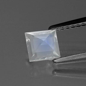 0.47캐럿 천연 블루 화이트 레인보우 문스톤, 스퀘어, 4.8×4.8 mm, 투명한