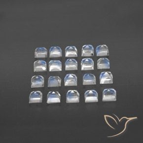 3.65캐럿 천연 푸르스름한 흰색 레인보우 문스톤 보석, 정사각형, 투명한