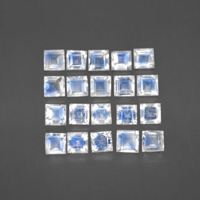 2.89캐럿 천연 화이트 블루 레인보우 문스톤 보석, 스퀘어, 3.1×3.1 mm, 투명한