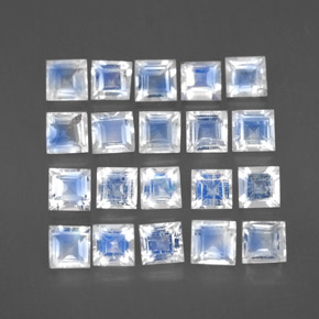 2.89캐럿 천연 화이트 블루 레인보우 문스톤 보석, 스퀘어, 3.1×3.1 mm, 투명한