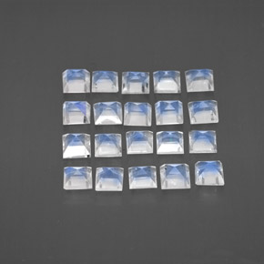 2.89캐럿 천연 화이트 블루 레인보우 문스톤 보석, 스퀘어, 3.1×3.1 mm, 투명한