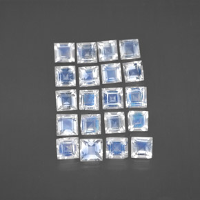 2.66캐럿 천연 푸르스름한 화이트 레인보우 문스톤 보석, 스퀘어, 3.1×2.9 mm, 투명한