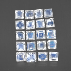 2.66캐럿 천연 푸르스름한 화이트 레인보우 문스톤 보석, 스퀘어, 3.1×2.9 mm, 투명한