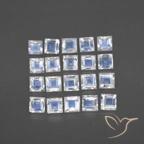 2.22캐럿 천연 푸르스름한 화이트 레인보우 문스톤 보석, 스퀘어, 2.9×2.9 mm, 투명한